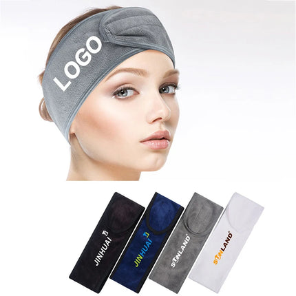 50pcs Customize Logo Spa Facial Hairband Terry Cloth Head Band Stretch Towel Color Washable Facial Good Spa Headband Makeup