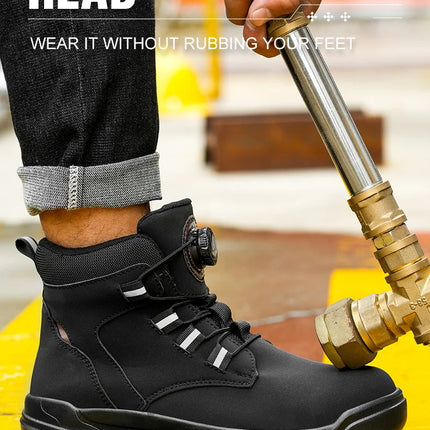 Waterproof Safety Boots Men Indestructible Steel Toe Work Boots Anti-smash Stab-resistant Safety Shoes Biker Botas Para Hombre