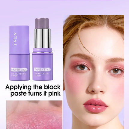 Colorchanging Blush and Lip Balm Dual Applicator Stick Keeps Makeup in Place, Provides Natural Temperature-changing Blush Effect