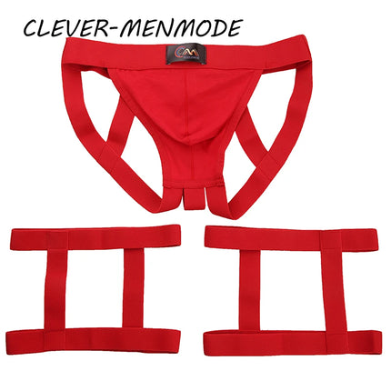 men Sexy Open Crotch G-String Garter Thong Erotic T-Back Jockstrap Leg Harness Lingerie Leg Strap Penis Pouch Metal Ring Panties