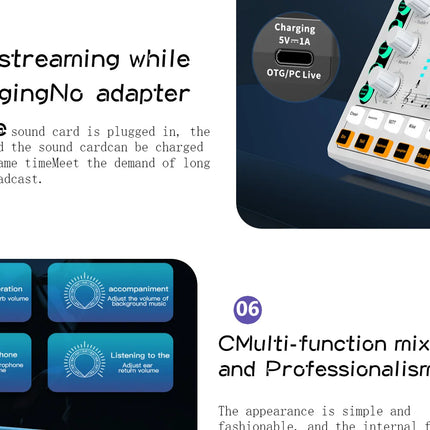 All-in-One Streaming Sound Card Kit - M8 Pro with 48V Mic, Compatible PC Phone for Vocal Guitar Recording & Live