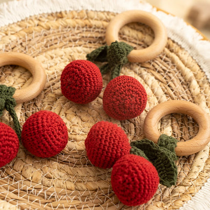 1PC Baby Fruit Crochet Rattle Toys Wooden Bracelet Lemon Cherry Design Rattles Music Toy for Toddlers Teether Toys Newborn Gifts