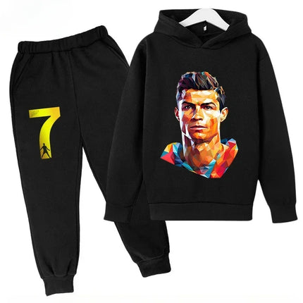 Spring Autumn Cr7 Ronaldo 3-12Y Children's Set Hoodie+Pants Suit 2-piece Set Boys Girls Casual Kids Tracksuits