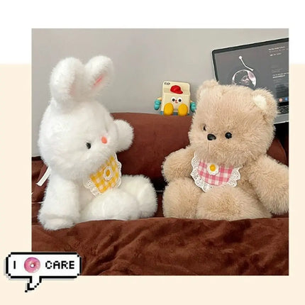 Kawaii Running Bear Plush Toys 40cm Stuffed Stuffed Animal with Bib Cartoon Rabbit Running Animal Gifts