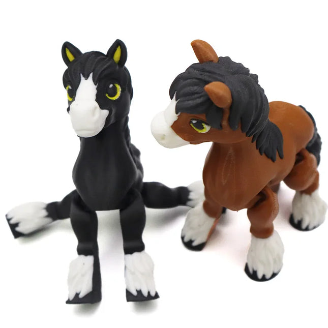 3D Printing Sunshine Rainbow Little White Horse Animal Toys Joint Tail Movable Creative Home Desk Decoration Kids Birthday Gift