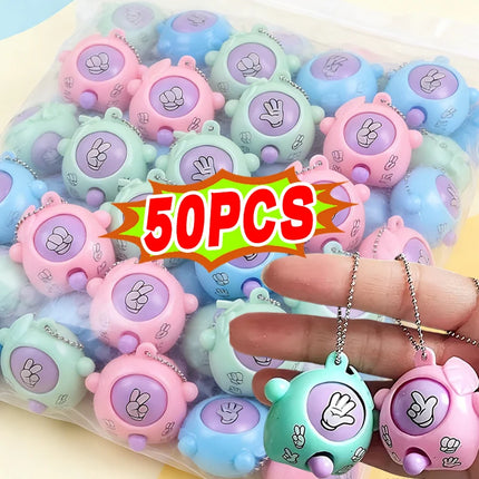 Rock Paper Scissors Guessing Keychain Pendants Mini Finger Flick Game Toy School Bag Pendant Birthday Party Gift