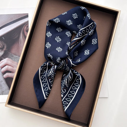 Luxury Square Scarf For Women Ladies Paceley Hijab 70*70cm Elegant Neckerchief Bandanas Soft Stain Faux Silk Scarves Shawl Warps
