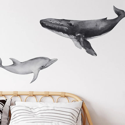 Kids Rooms Decoration Underwater World Theme Whale Dolphin Shell Sea Animals DIY Composable Decal Self Adhesive Wall Stickers