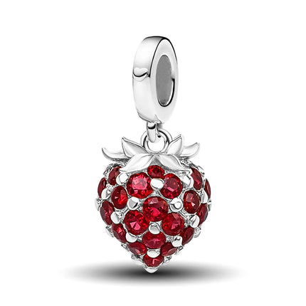 925 Sterling Silver Pink Cake Cherry Pineapple Strawberry Cherry Pendant Charm Ball Suitable for Bracelets DIY Women's Jewelry