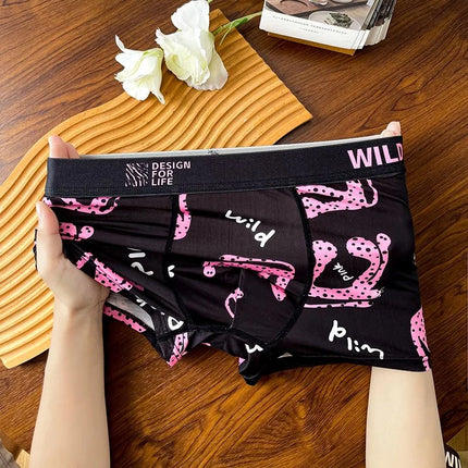 MAIMENG Men's Underwear Sexy Leopard Pattern Ice Silk Panties Comfortable Cool Breathable Fashion Men Boxer Short Summer