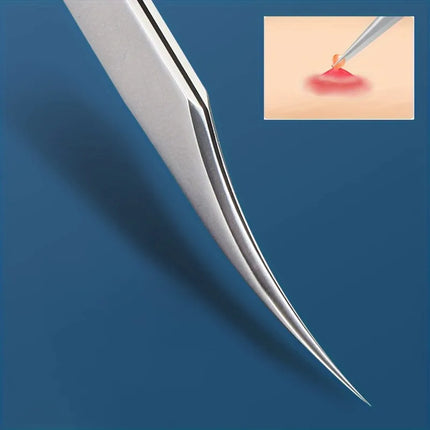 1Pc stainless steel eyelash tweezers, dolphin clip, super sharp, also suitable for ingrown hair removal, blackhead remover