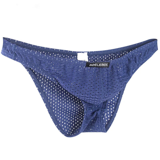 2PCS Tight ice silk transparent briefs men's small briefs mesh eyes youth bottoms breathable