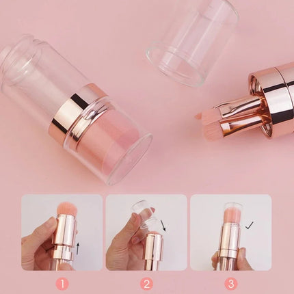 5-in-1 Detachable Travel Makeup Brush Set, Powder Eyeshadow Blush Brush with Vegan Synthetic Bristles, Multi-Functional Beauty