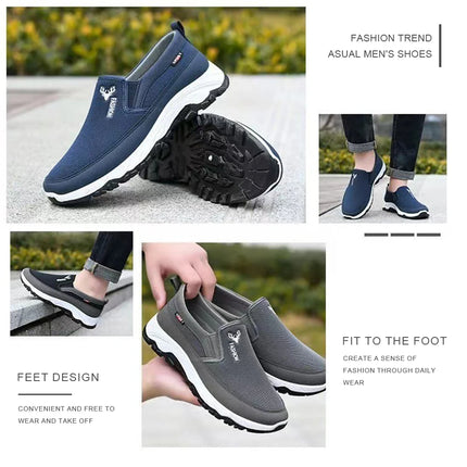 Men Casual Canvas Shoes Lightweight Summer Mesh Shoes Breathable Slip on Flats Men Fashion Walking Shoes Soft Loafers for Men