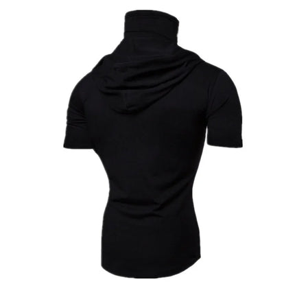 Men New Gym Thin Hoodie Short Sleeve Hoodies With Mask Sweatshirt Casual Splice Large Mask Hoodie Sweatshirt Hooded Tops Cycling