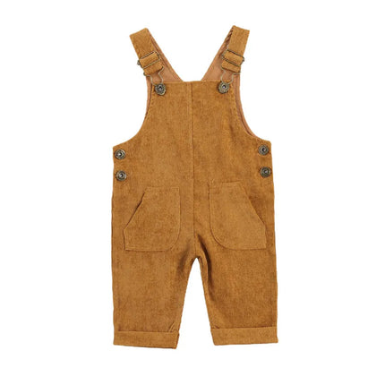 0-24months Unisex Baby Suspender Pants Jumpsuit With Buttons Fit Solid Color Overalls For Toddler Boys And Girls