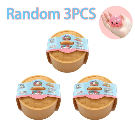 Mini Squishy Dumplings 6PCS With Steamer Squeeze Toys Set Fidget Sensory Toy For Adults Children Stress-relieving Toy Small Gift