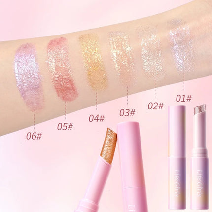 Water-like Jelly Eyeshadow Stick Pearlescent Glitter High-gloss Eyeshadow Crystal Shiny Multi-color Eye Shadow Highlighter Stick