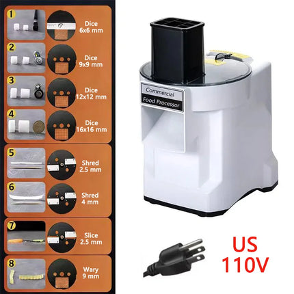 K8600 Commercial Dicing Machine White 3-in-1 Multi-Function Electric Cutter Strips Shreds Slices Dice Radish Potato Vegetables