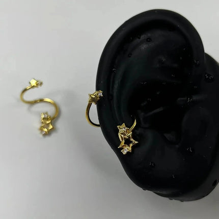 1 Pcs Gold Color S-Shaped Saturn Horseshoe Earring l 316L Stainless Steel Ear Bone Nail  Hypoallergenic Ear Piercing Jewelry