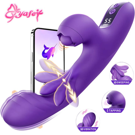 3 IN 1 App Control Tapping Flapping Vagina Rabbit Vibrator for Women Wiggle Tongue G-Spot Masturbator Adult Sex Toys for Women