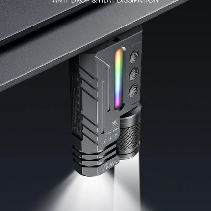 Rechargeable EDC Flashlight, 3500LM Dual-Core LED with Fixed & Zoomable Beams, RGB Ambient Light, Magnetic Base, USB-C Charging