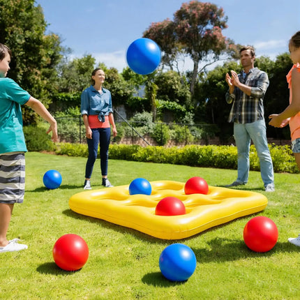 12Pcs Inflatable Water Tic Tac Toe Set, with 10 Balls & 1 Floating Grid, Interactive Pool Game for Party Outdoor Water Fun Gift