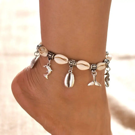 Hand Woven Shell Shaped Anklets 2024 Shell Starfish Shell Ankle Bracelet Beach Ankle Chains Man