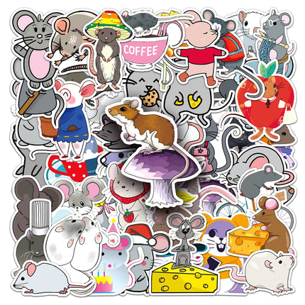 50Pcs Rat series Cartoon Cute Waterproof Sticker Skateboarding Snowboard Retro Vinyl home decal Sticker