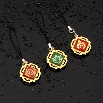 Game Genshin Impact Vision Keychain Luminous 7 Element Double Side Glass Pendant Eye Of Original Keyring Phone Charms Souvenir