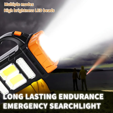 New Upgrade Rechargeable High Power Solar LED COB Flashlight With Power Bank Waterproof Multifunctional Hand Lamp For Outdoor