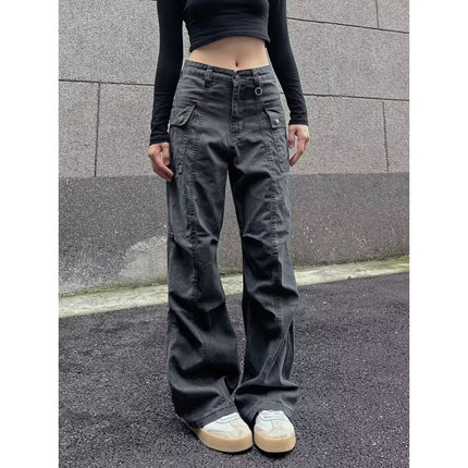 2025 American style micro horn workwear jeans men's retro splicing high-en Vibe multi pocket workwear pants for med design pants