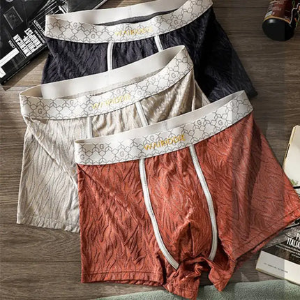 1/3 pcs Men's Underwear Male Panties Ice Silk Boxer Shorts Male Underpants Sexy Thin Panties U Convex Lingerie Wholesale