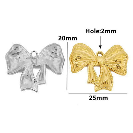 5pcs Stainless Steel Bow Knot Charms Waterproof Pvd Plated Gold Bow Pendants for DIY Earrings Bracelets Necklace Jewelry Making