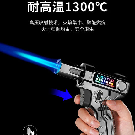 Metal High-temperature High Flame Welding Gun Lighter Windproof Direct Spray Flame Safety Lock Kitchen Cigar Outdoor Lighter