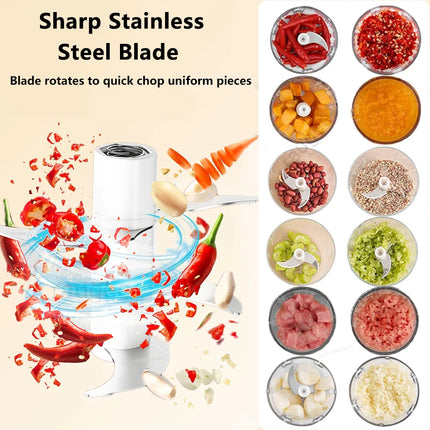 Electric Garlic Chopper USB Rechargeable Kitchen Food Meat Processor Mini Spices Grinder 320ml Cordless Portable Garlic Masher