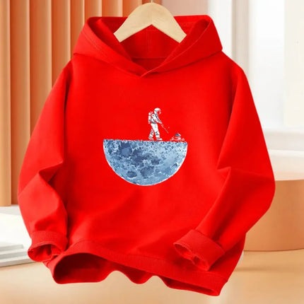 Autumn Astronaut Pattern Print Children Hoodies Kid Fleece Long Sleeves Sweatshirt Comfortable Boy Casual Fashion Sport Pullover