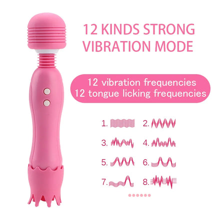 2 in 1 Magic Wand Licking Vibrators For Women Clitoris Sucker Nipple Licks Vaginal Anal Plug Female Masturbator Sex Toys Adults