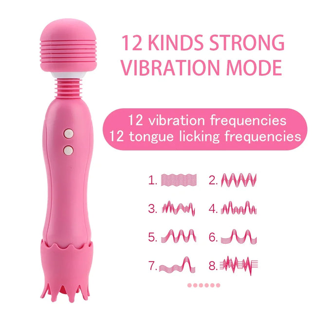 2 in 1 Magic Wand Licking Vibrators For Women Clitoris Sucker Nipple Licks Vaginal Anal Plug Female Masturbator Sex Toys Adults