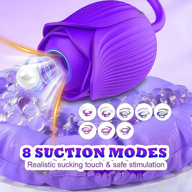 Telescopic Thrusting Sucker Vibrator for Women Rose Sucking Clit Stimulator Dildo Licking Vagin Anal Massager Sex Toys Couples