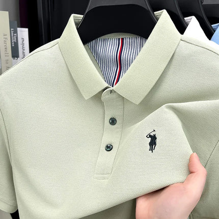 100% pure cotton high-end brand men's short sleeve polo shirt, summer fashion, original pony embroidery, golf polo, casual T-shirt