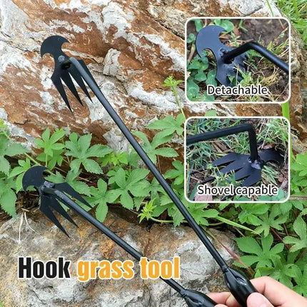 1 piece, black metal garden weeding tool, portable 4-tooth hand-held weeding machine, multi-function weeding machine