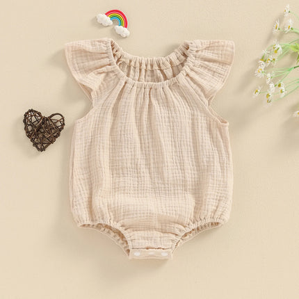 Cotton Linen Baby Girls Romper Summer Casual Newborn Clothes Sleeveless Off-shoulder Solid Infant Bodysuit for Kids Clothing