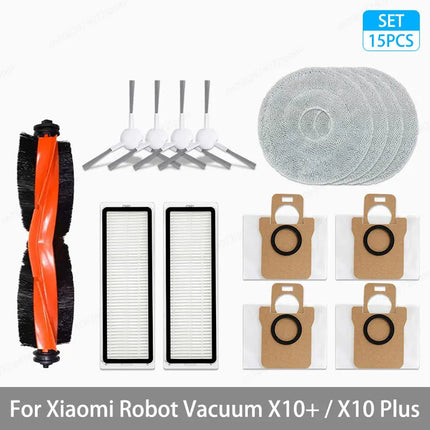 For Xiaomi Robot Vacuum X10+ / X10 Plus Parts Accessories Main Brush Side Brush Hepa Filter Mop Cloth Dust Bag Replacement Spare
