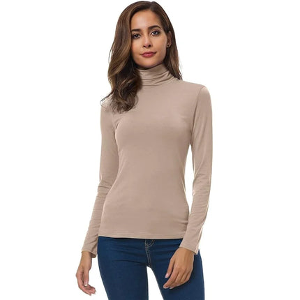 Womens Turtleneck T-Shirt Set  Soft Knit Casual Long Sleeve Tops for Spring & Fall  Stylish Basic Closet Essentials