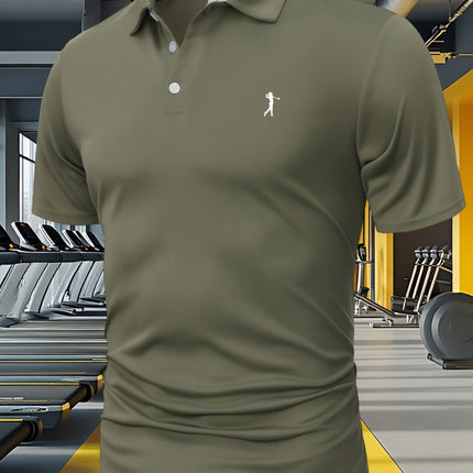 New men's short-sleeve summer polo shirt with a button-down collar, quick-drying and breathable, casual and sporty T-shirt,