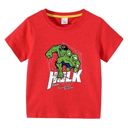 Marvel Hulk Cartoon Anime Printing Boy Clothing Tops Summer Fashion Children's T-Shirt Parent-Child Cotton T-shirt Women Men Top