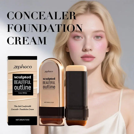 Zephoco Moisturizing Concealer Foundation Stick Long Lasting Full Coverage Covers Dark Circles Acne Scars Face Base Makeup
