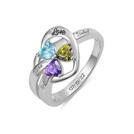 Personalized 1-8 Birthstone Rings Family Mothers Cubic Zirconia Ring Custom Engraved Name Rings Jewelry for Women Grandma Couple