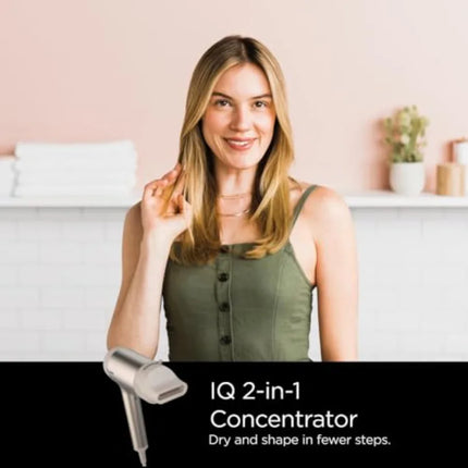 Hair dryer for home use, ceramic-coated, stone color, fast-drying with IQ 2-in-1 concentrator, styling brush, deep diffuser, io